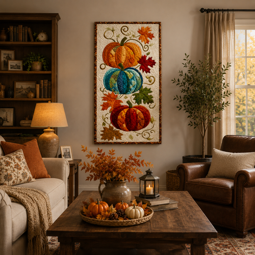 Autumn Pumpkins Printed Quilt Pattern