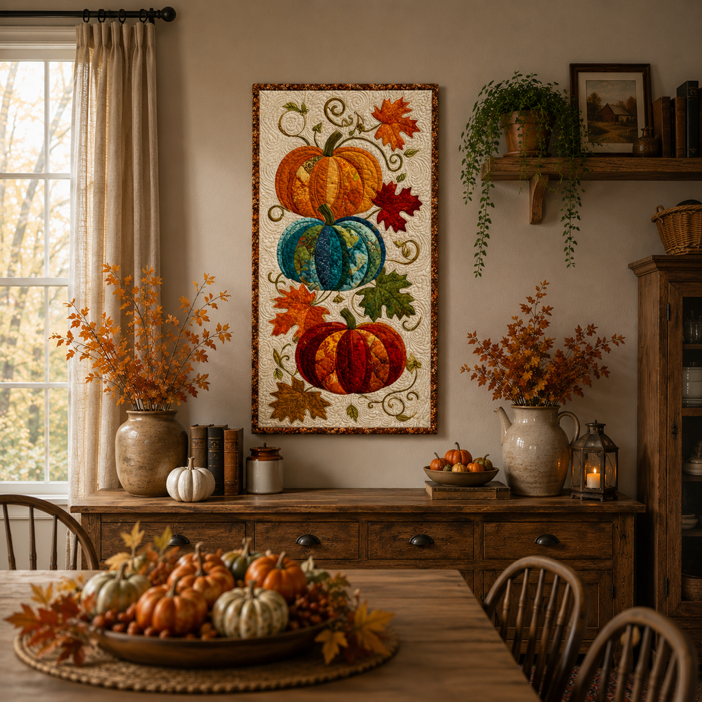 Autumn Pumpkins Printed Quilt Pattern