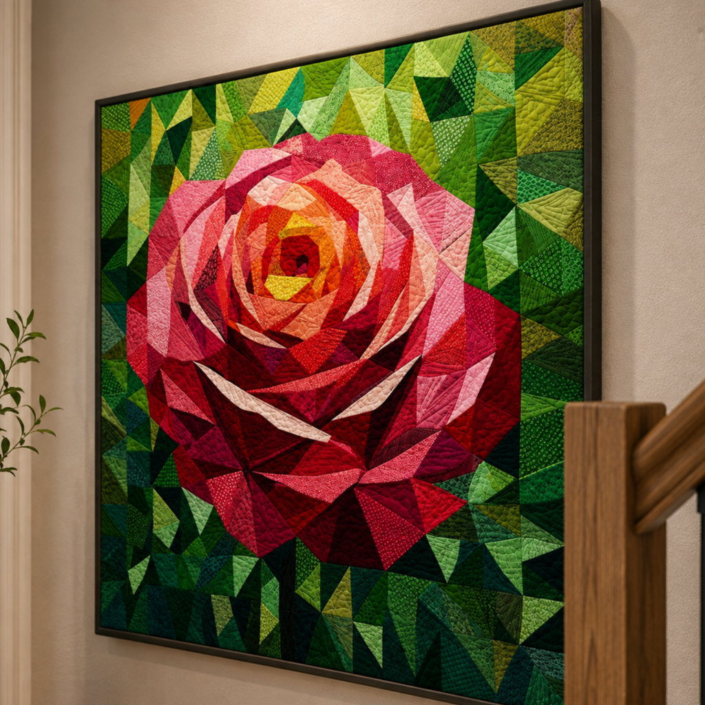 Rose Mosaic Printed Quilt Pattern