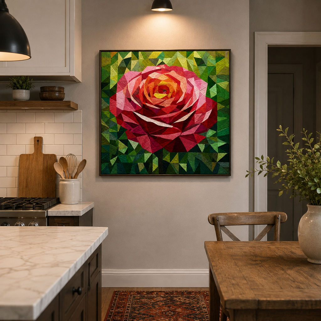 Rose Mosaic Printed Quilt Pattern