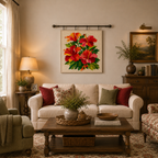 Crimson Hibiscus Printed Quilt Pattern