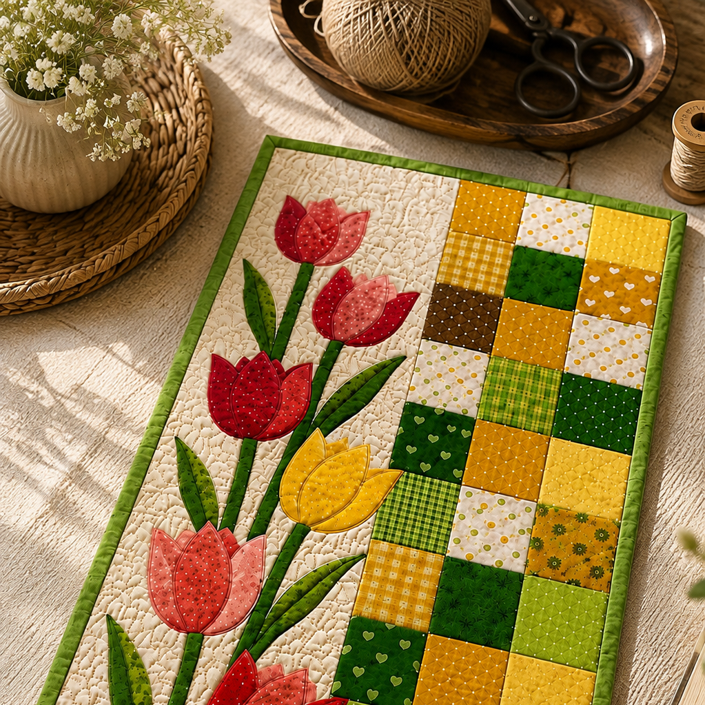 Sunny Tulips Printed Quilt Pattern